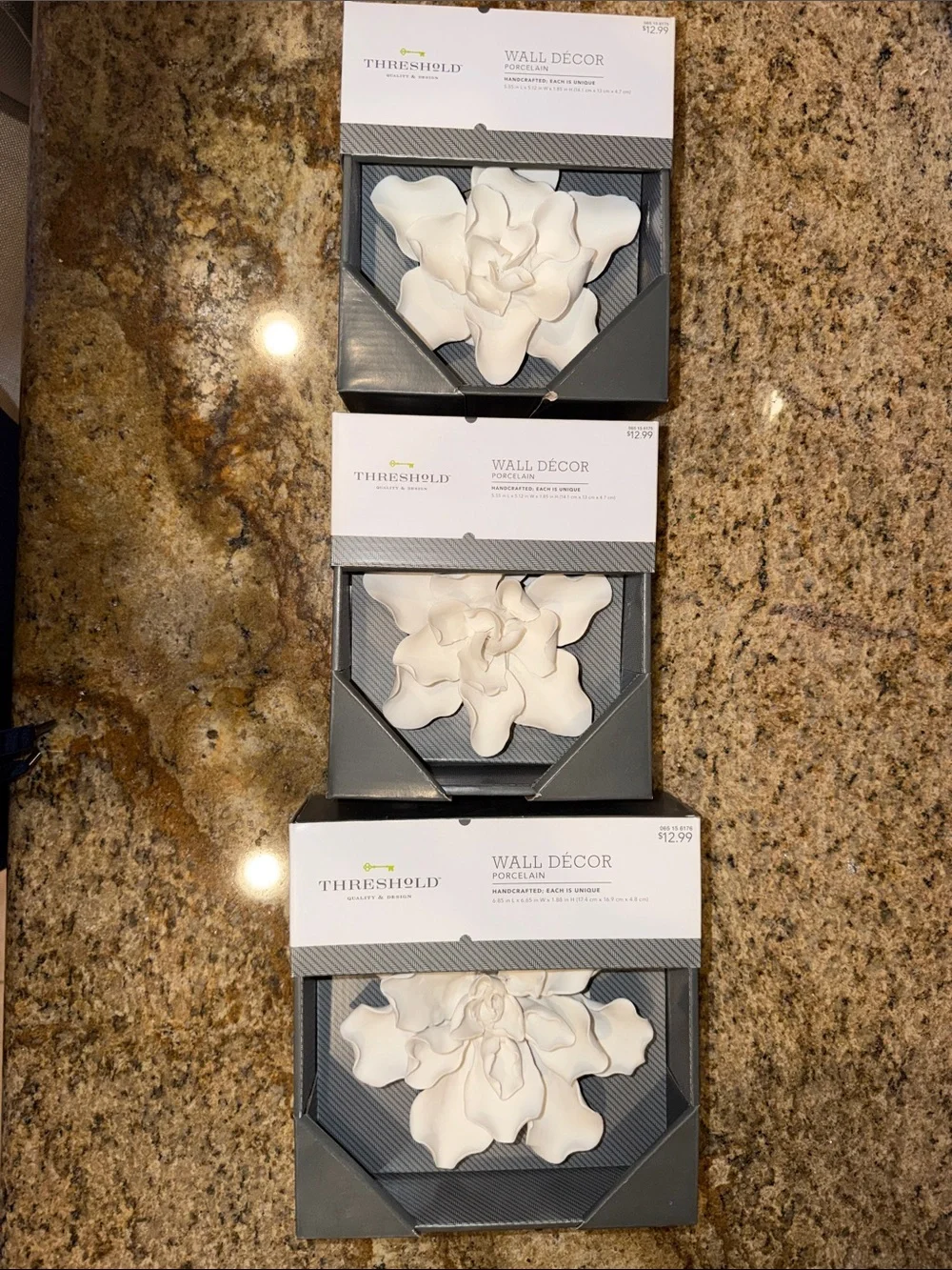 Threshold White Ceramic Floral Wall Sculptures (Set of 3)